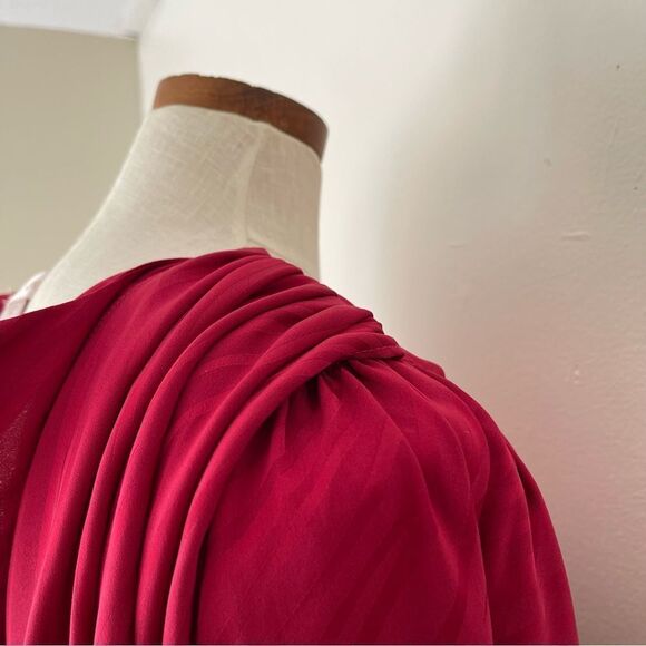 Ronny Kobo Shanaya Draped Mini Dress in Moire Crimson Red size Small preowned - Picture 6 of 10